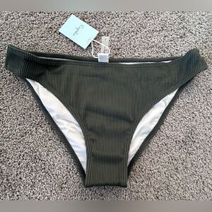Cupshe Dark Green Ribbed Bikini Bottom, Women’s Size Large, Swim, NEW With Tags
